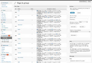 the admin assign UI : table and checkboxes to set group of tags.