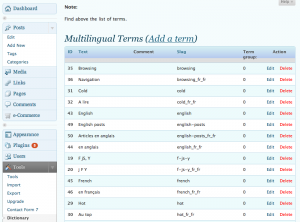 xili-dictionary : Admin Tools UI - list of translated terms