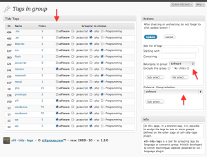 the admin assign UI : here only the group “software” - a parent group -  is selected and all tags of his childs are shown.