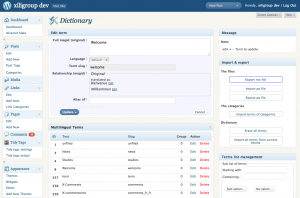 xili-dictionary: admin settings UI