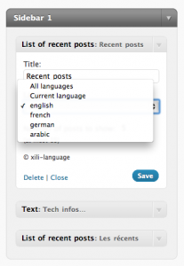 xili-language widgets: the new "multiple" widget to display list of recent posts in a choosen language.